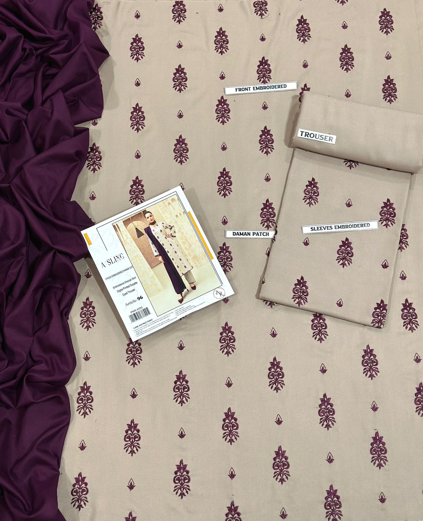 DHANAK 3PC Embroidered