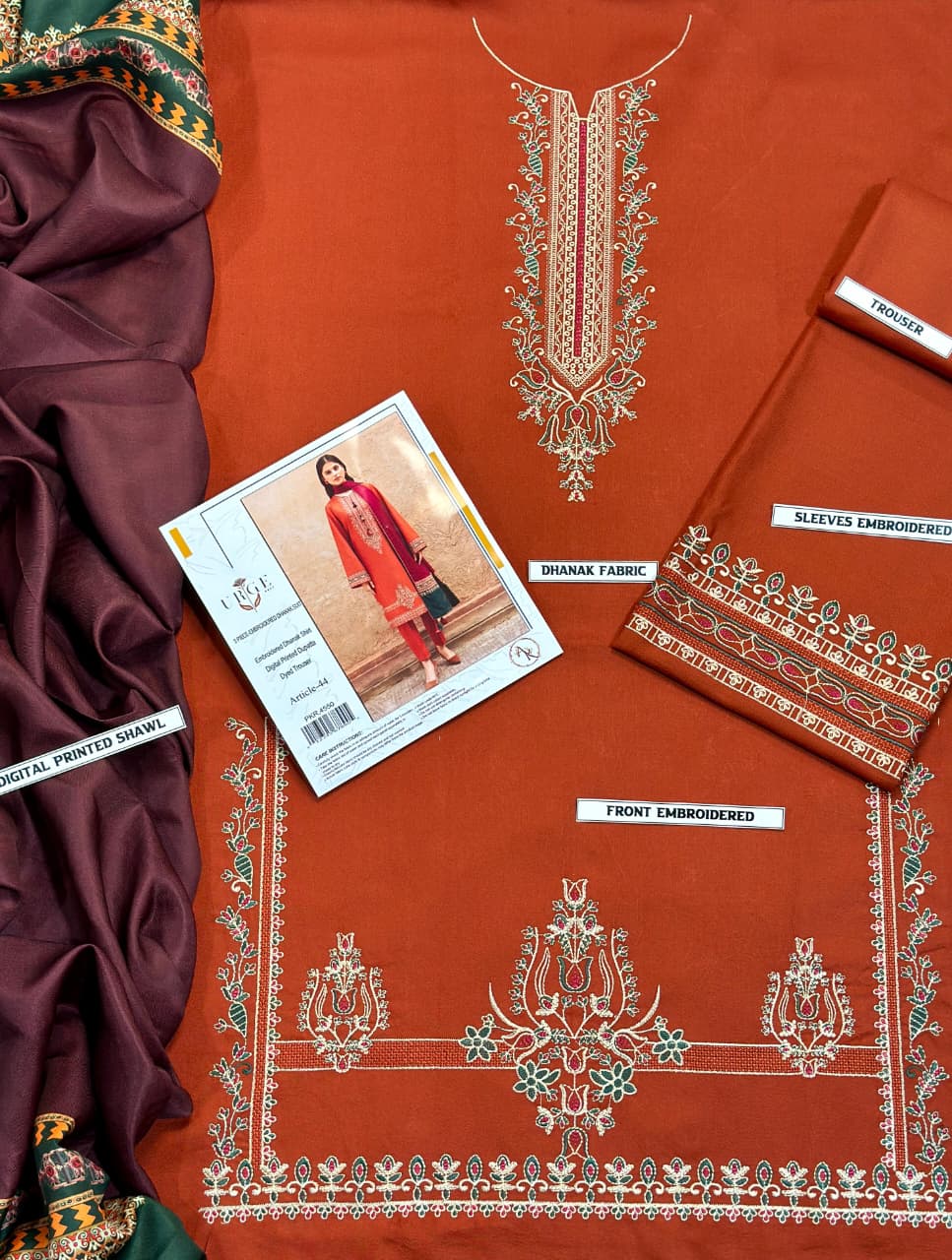 DHANAK 3PC Embroidered