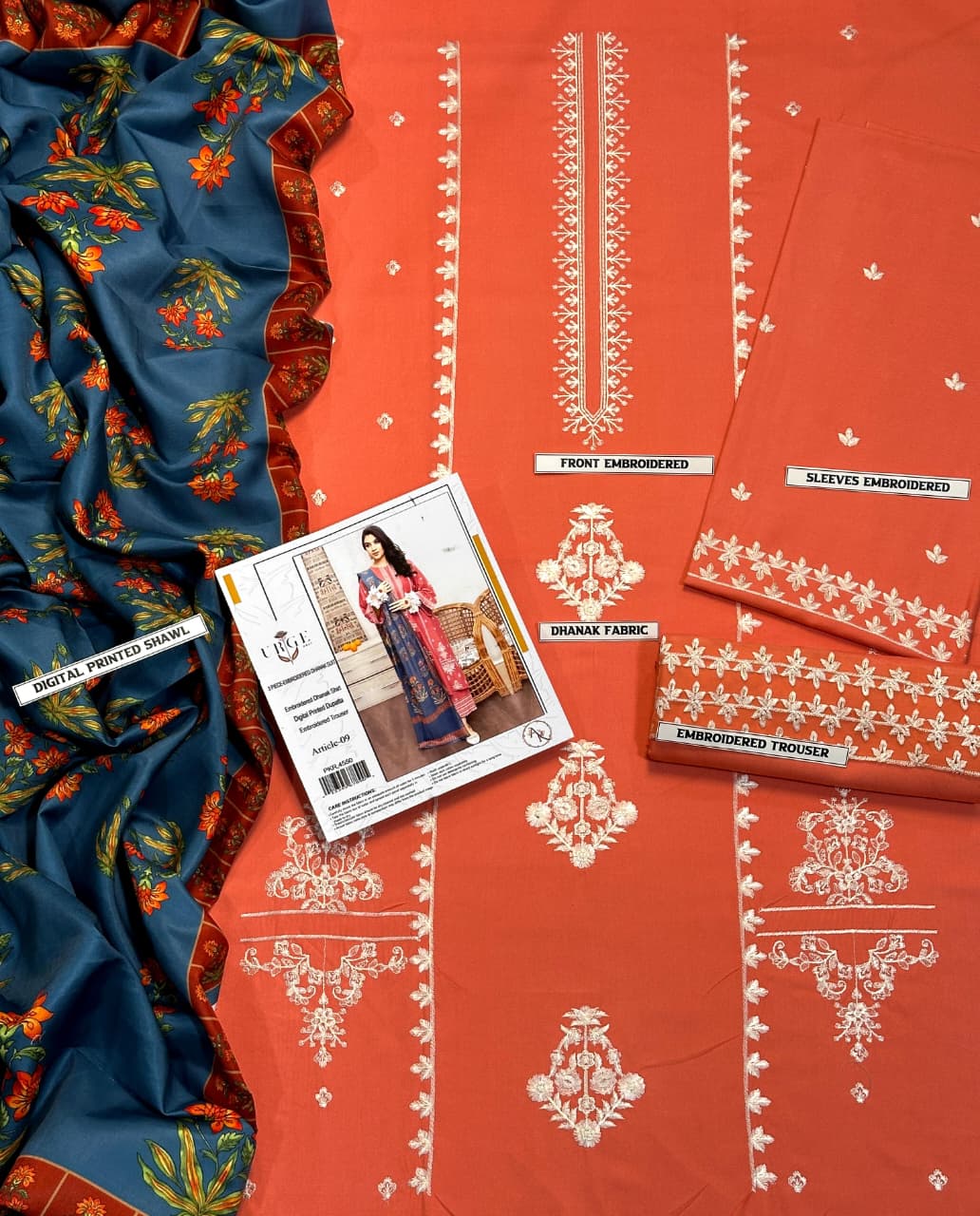 DHANAK 3PC Embroidered