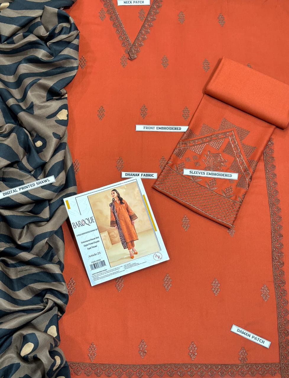 DHANAK 3PC Embroidered