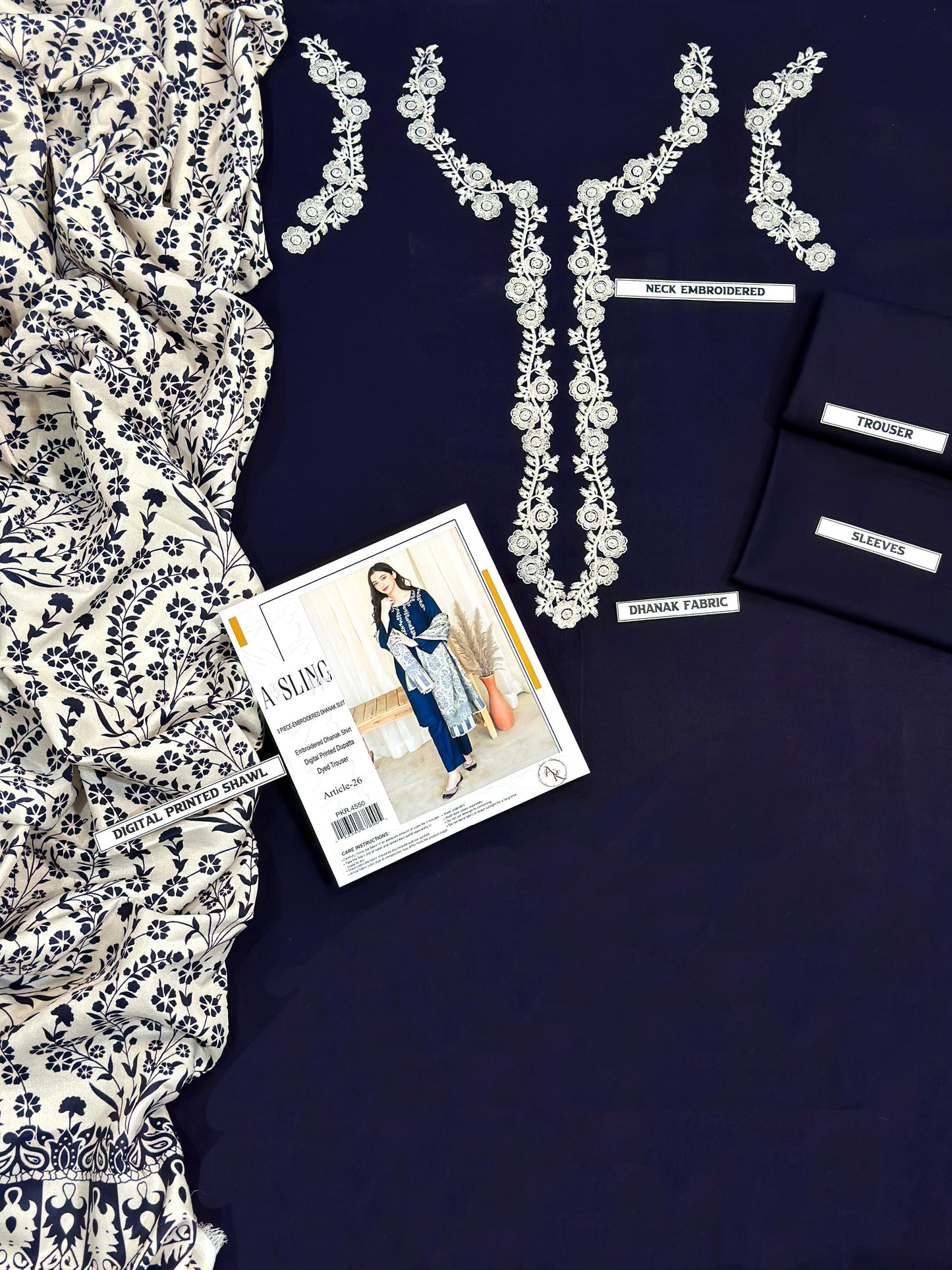 DHANAK 3PC Embroidered