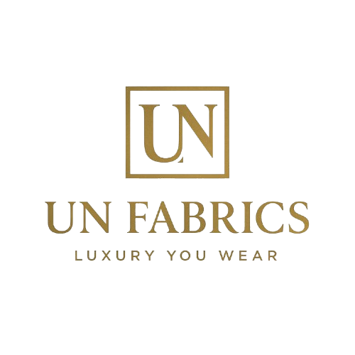 UN Fabrics logo with gold text on a white background