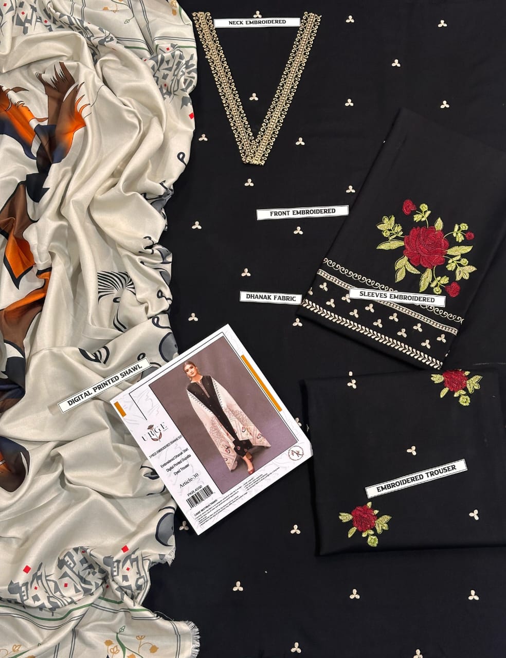 DHANAK 3PC Embroidered