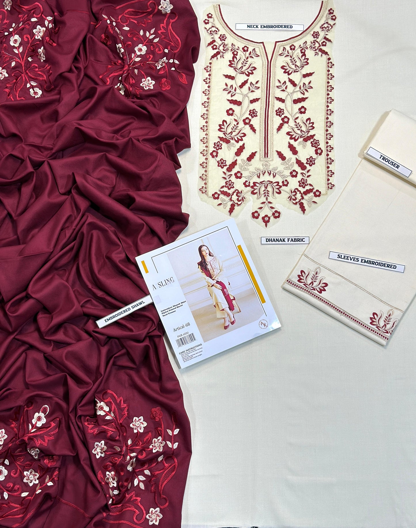 DHANAK 3PC Embroidered