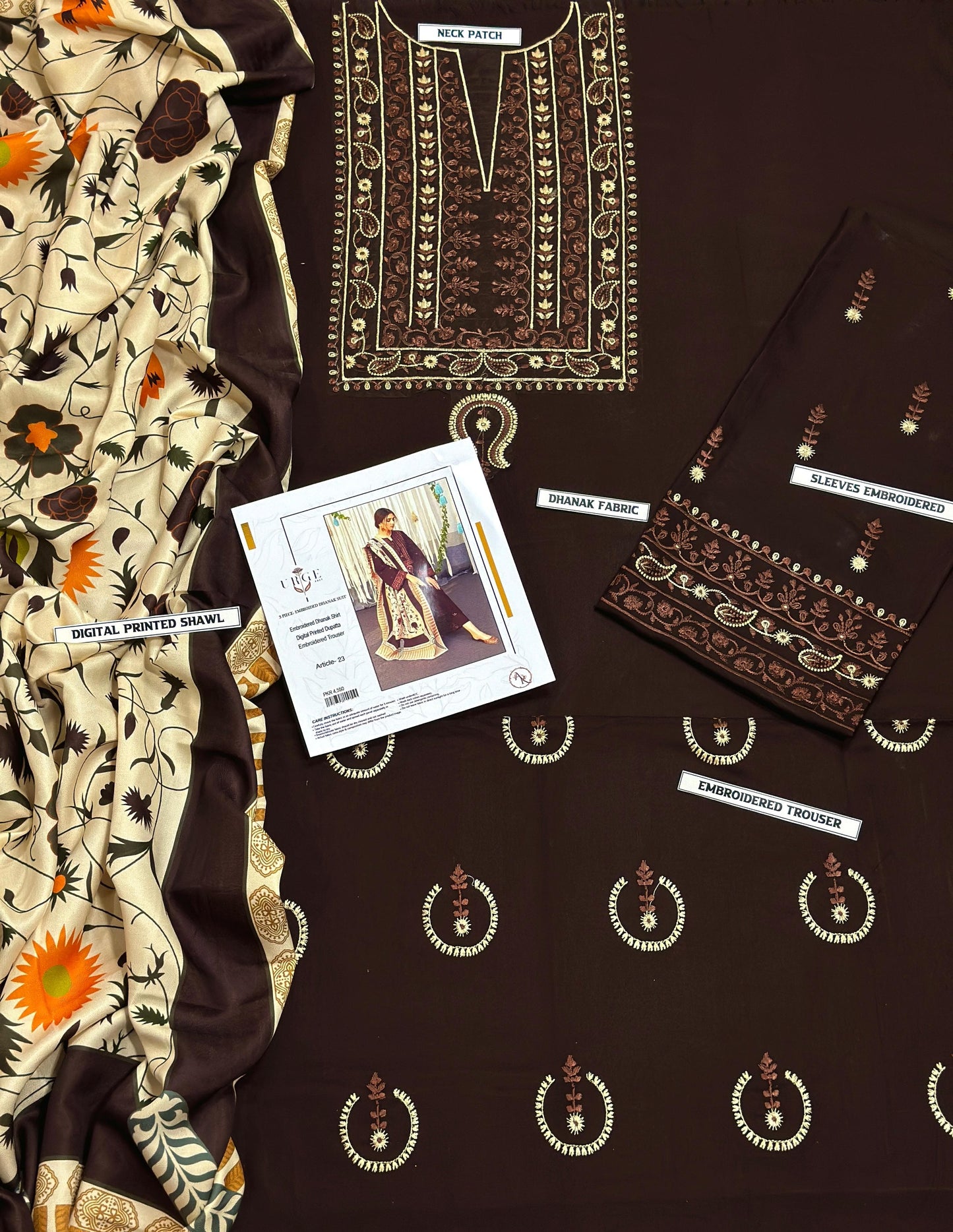 DHANAK 3PC Embroidered